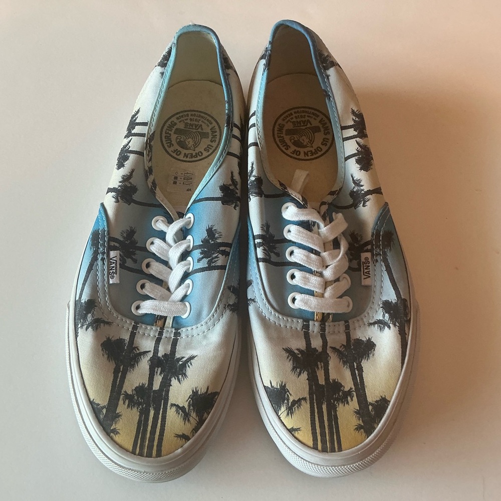 Vans Palm Tree Print Men's Shoes - Blue and Cream